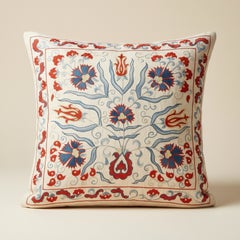 20"x21" All Silk Cushion Cover. Embroidered Lace Pillow. Traditional Toss Pillow