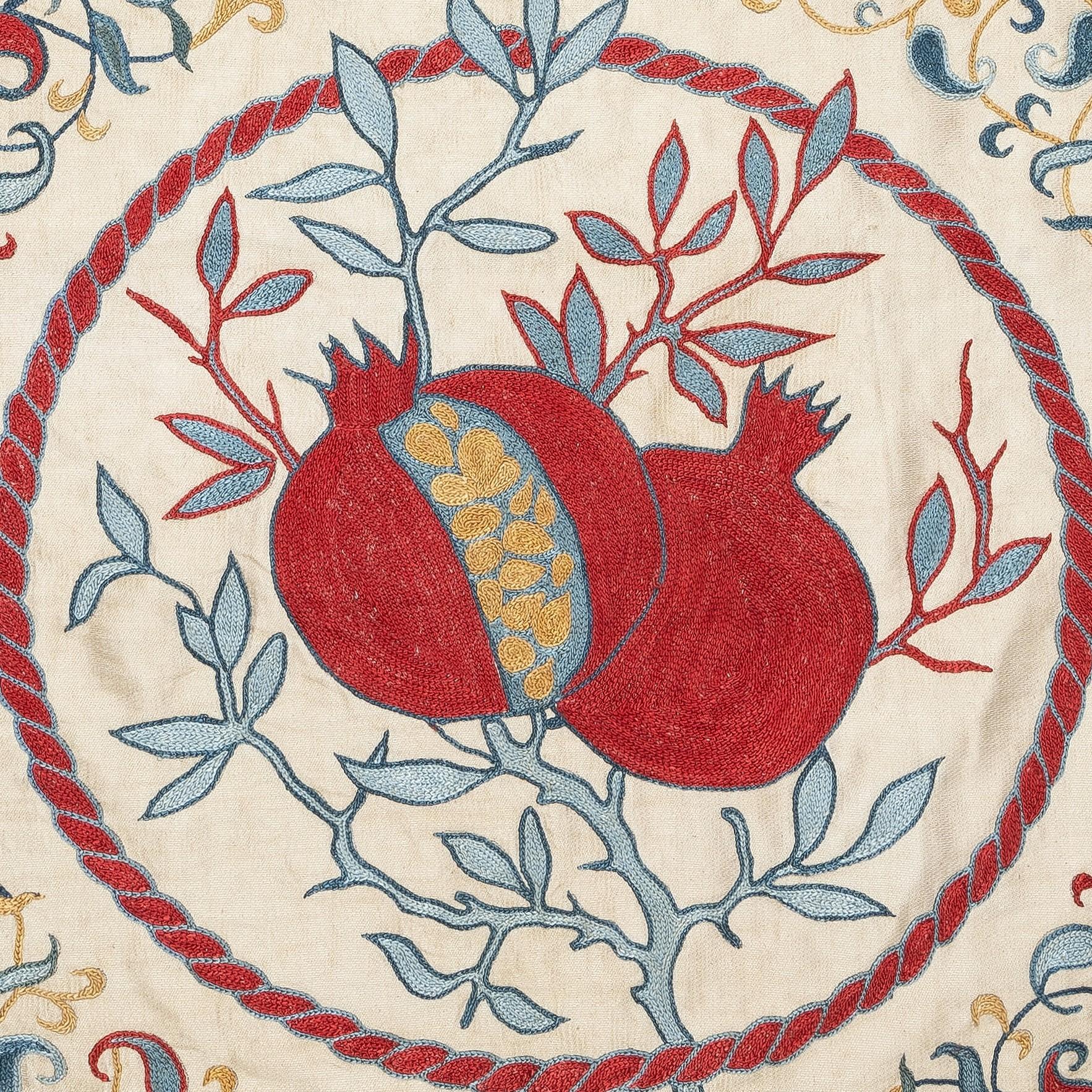 New Hand-Embroidered 100% Silk Cushion Cover – Authentic Uzbek Textile Art

Elevate your home décor with this exquisite hand-embroidered Suzani cushion cover, crafted from 100% pure silk by skilled artisans in Uzbekistan. Featuring traditional