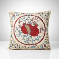 20 "x21" bestickter Kopfkissenbezug aus 100% Seide. Kissen mit Granatapfelbaum-Muster