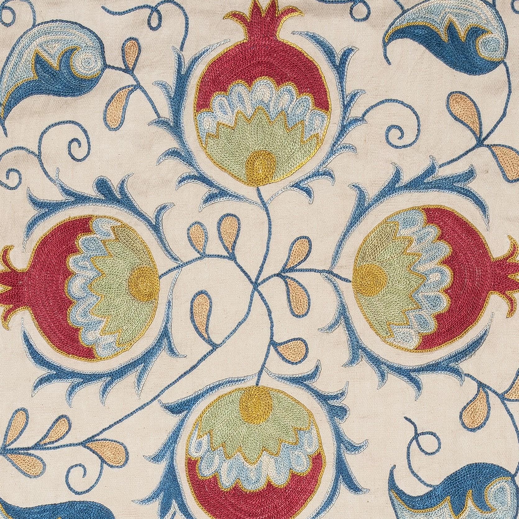 New Hand-Embroidered 100% Silk Cushion Cover – Authentic Uzbek Textile Art

Elevate your home décor with this exquisite hand-embroidered Suzani cushion cover, crafted from 100% pure silk by skilled artisans in Uzbekistan. Featuring traditional