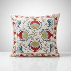 20"x21" Suzani Cushion Cover Made of Silk. Embroidery Pillow. Uzbek Throw Pillow