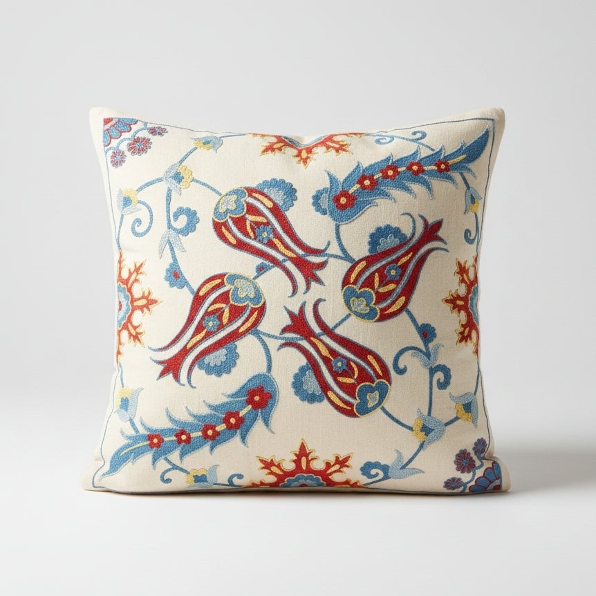 Copricuscino moderno 20 "x21" realizzato in seta. Cuscino ricamato. Cuscino &New
