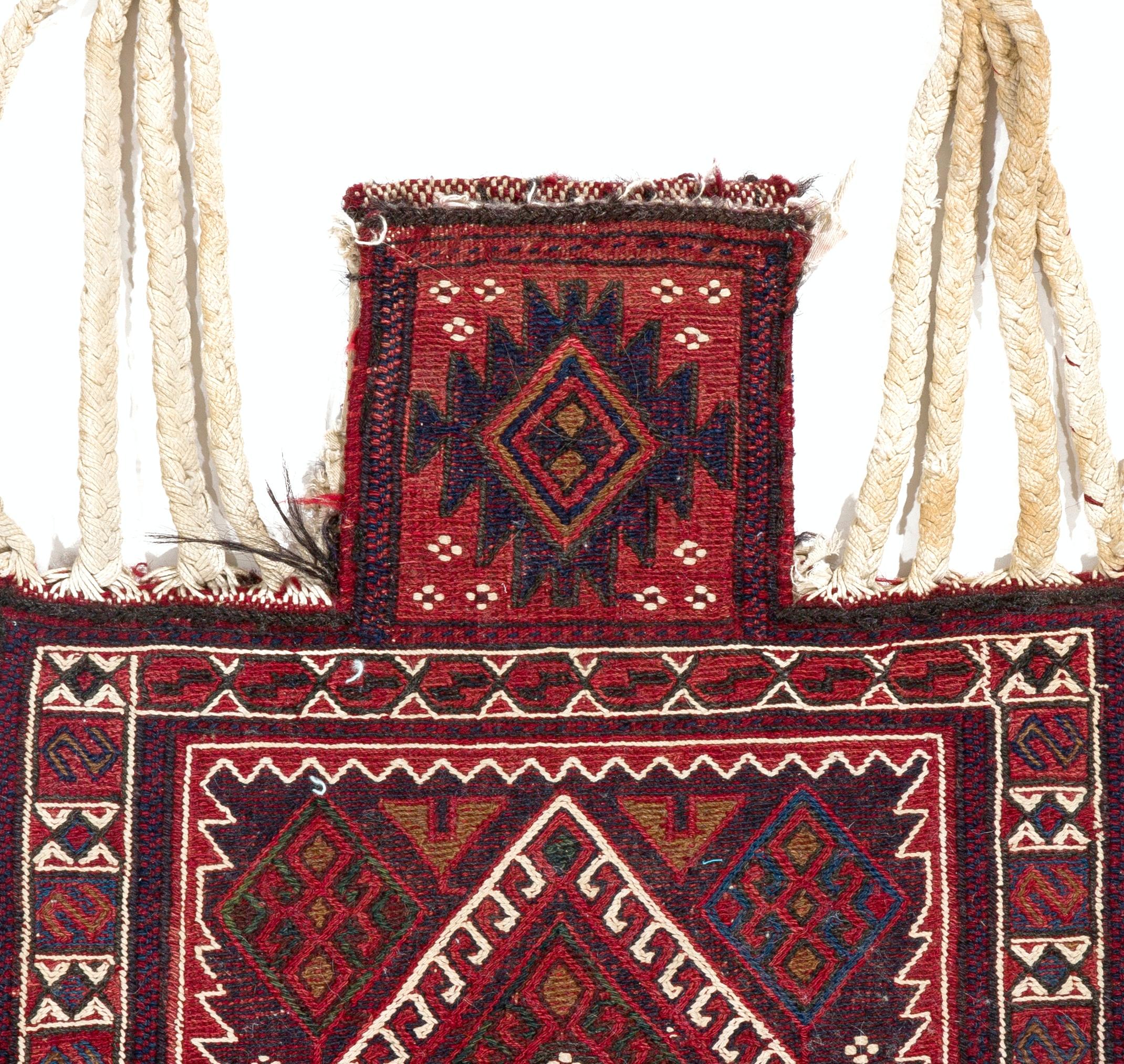 Hand-Knotted Rare Vintage Turkish Salt Bag. Decorative Handmade Wall Hanging in Red For Sale