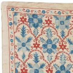 20x36 in 100% Silk Wall Hanging. Modern Wall Decor. Embroidered Tablecloth