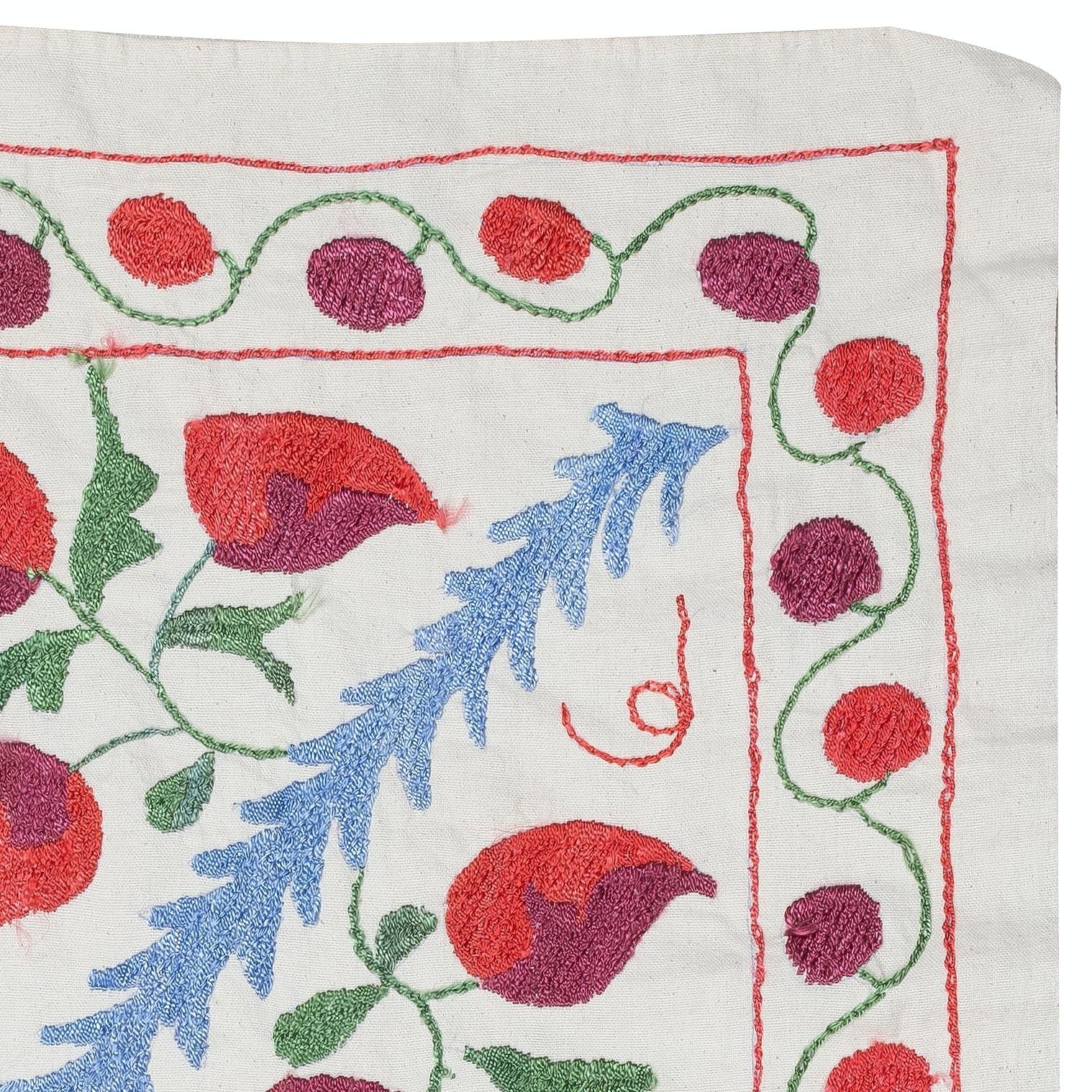 Suzani 20x38 in Embroidered Wall Hanging. All Cotton Tablecloth. New Handmade Tapestry For Sale