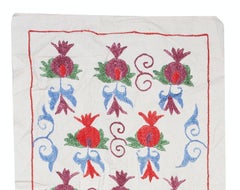 20x67 in Pomegranate Pattern Embroidered Wall Hanging. Cotton Table Runner