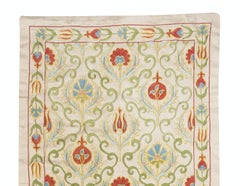 20x68 in Silk Wall Hanging. Embroidered Table Runner. Traditional Tablecloth