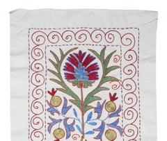 20x71 in Embroidered Cotton Wall Hanging. Colorful Table Runner. Boho Wall Decor