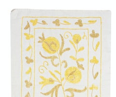 20x71 in Embroidered Table Runner. Cotton Wall Hanging. Yellow Tablecloth