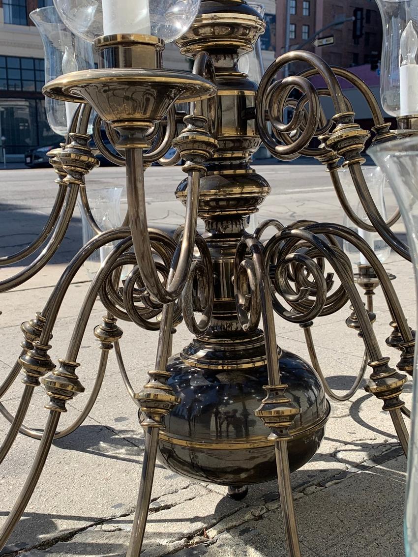 21-Arm Solid Brass Chandelier by Feldman, CA, 1980s 6