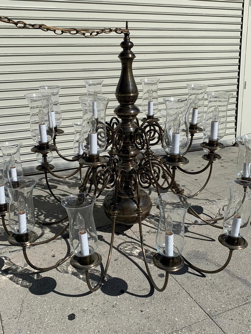 21-Arm Solid Brass Chandelier by Feldman, CA, 1980s 9