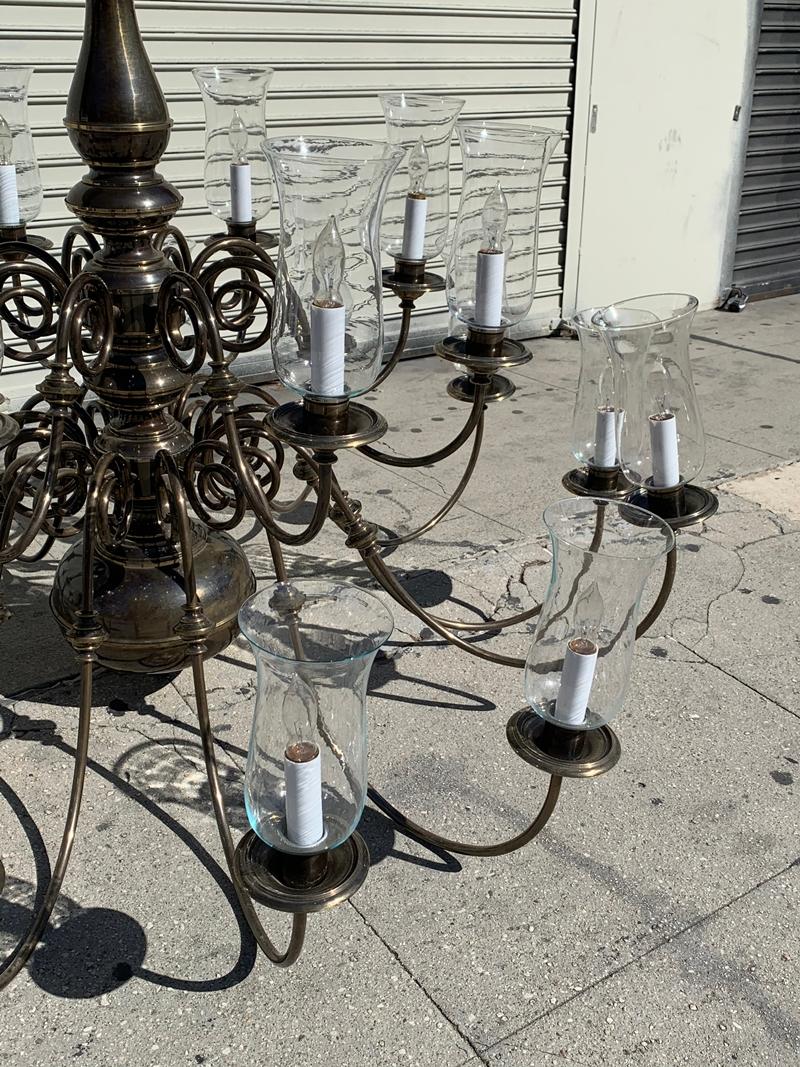 21-Arm Solid Brass Chandelier by Feldman, CA, 1980s 11