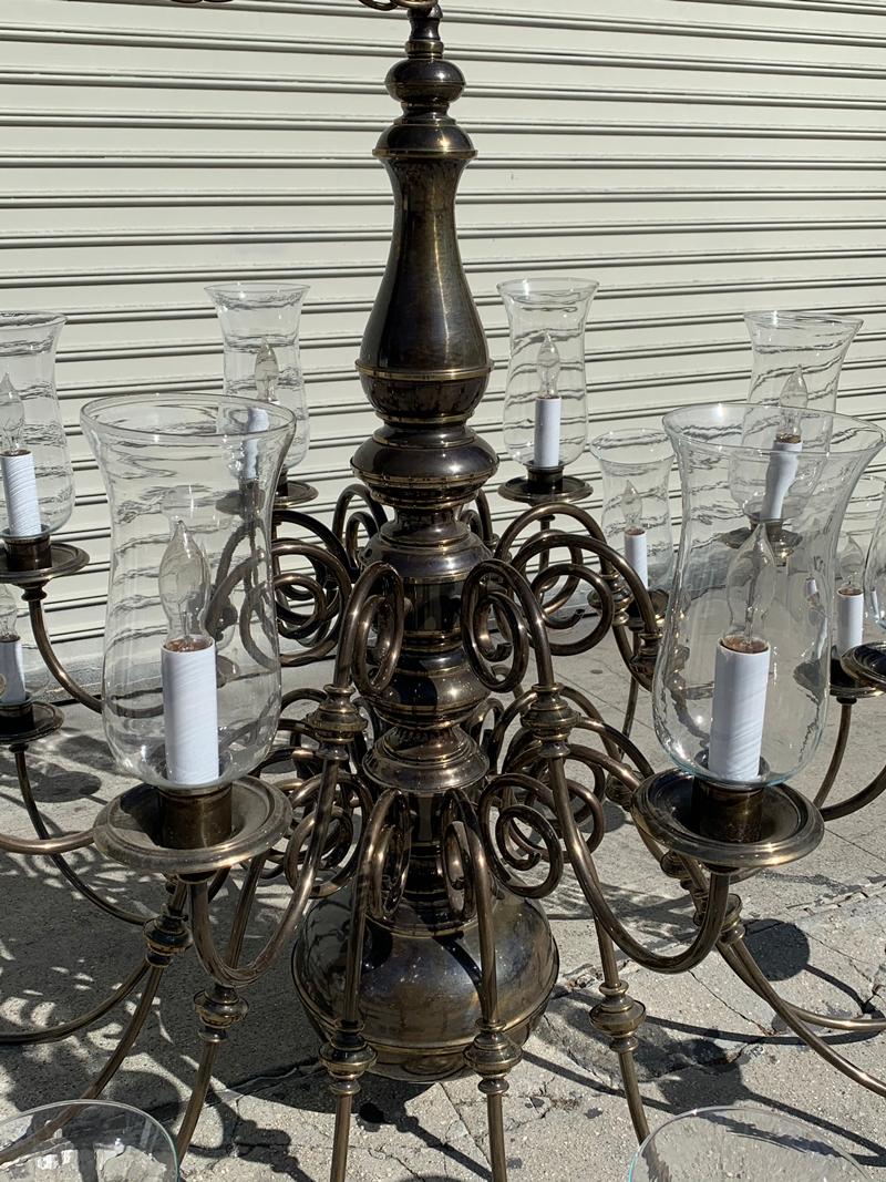 21-Arm Solid Brass Chandelier by Feldman, CA, 1980s 12
