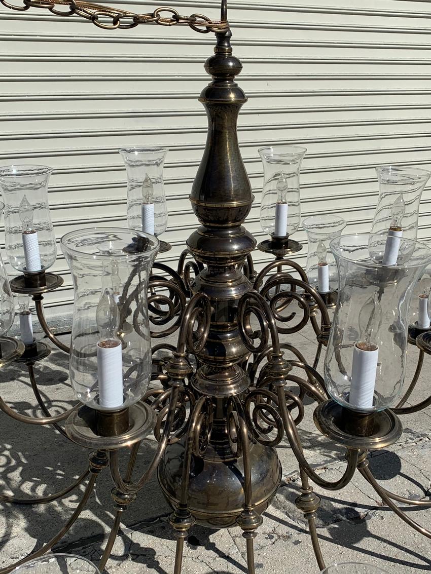 21-Arm Solid Brass Chandelier by Feldman, CA, 1980s 13