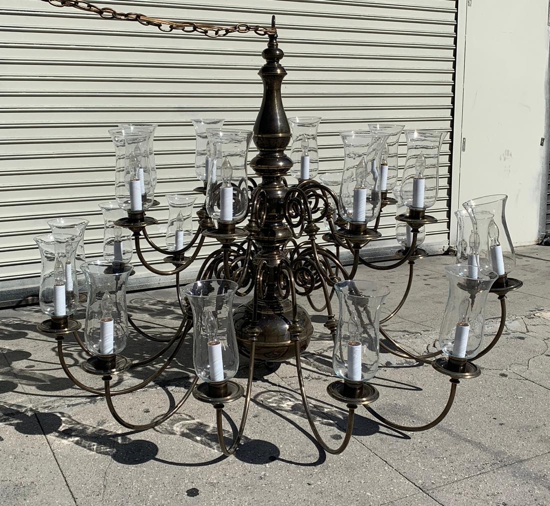 21-Arm Solid Brass Chandelier by Feldman, CA, 1980s 14