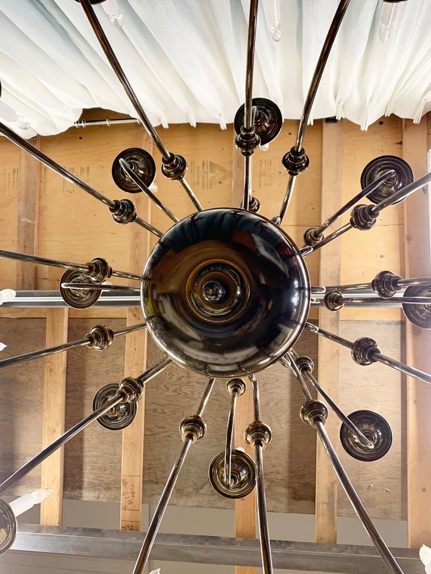American 21-Arm Solid Brass Chandelier by Feldman, CA, 1980s