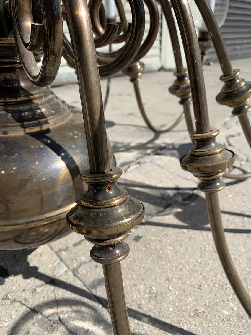 21-Arm Solid Brass Chandelier by Feldman, circa 1980s In Good Condition In Los Angeles, CA