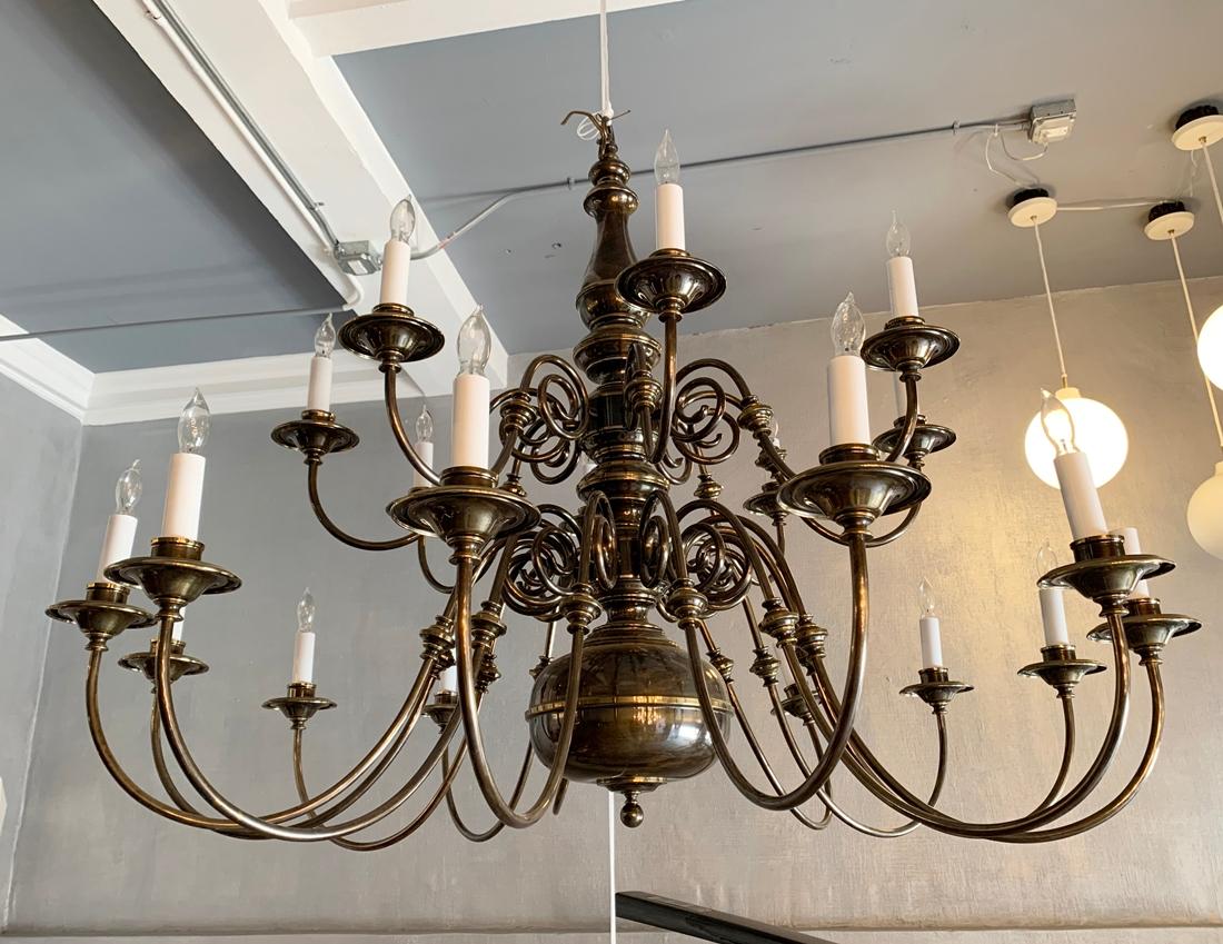 21-Arm Solid Brass Chandelier by Feldman, CA, 1980s 2