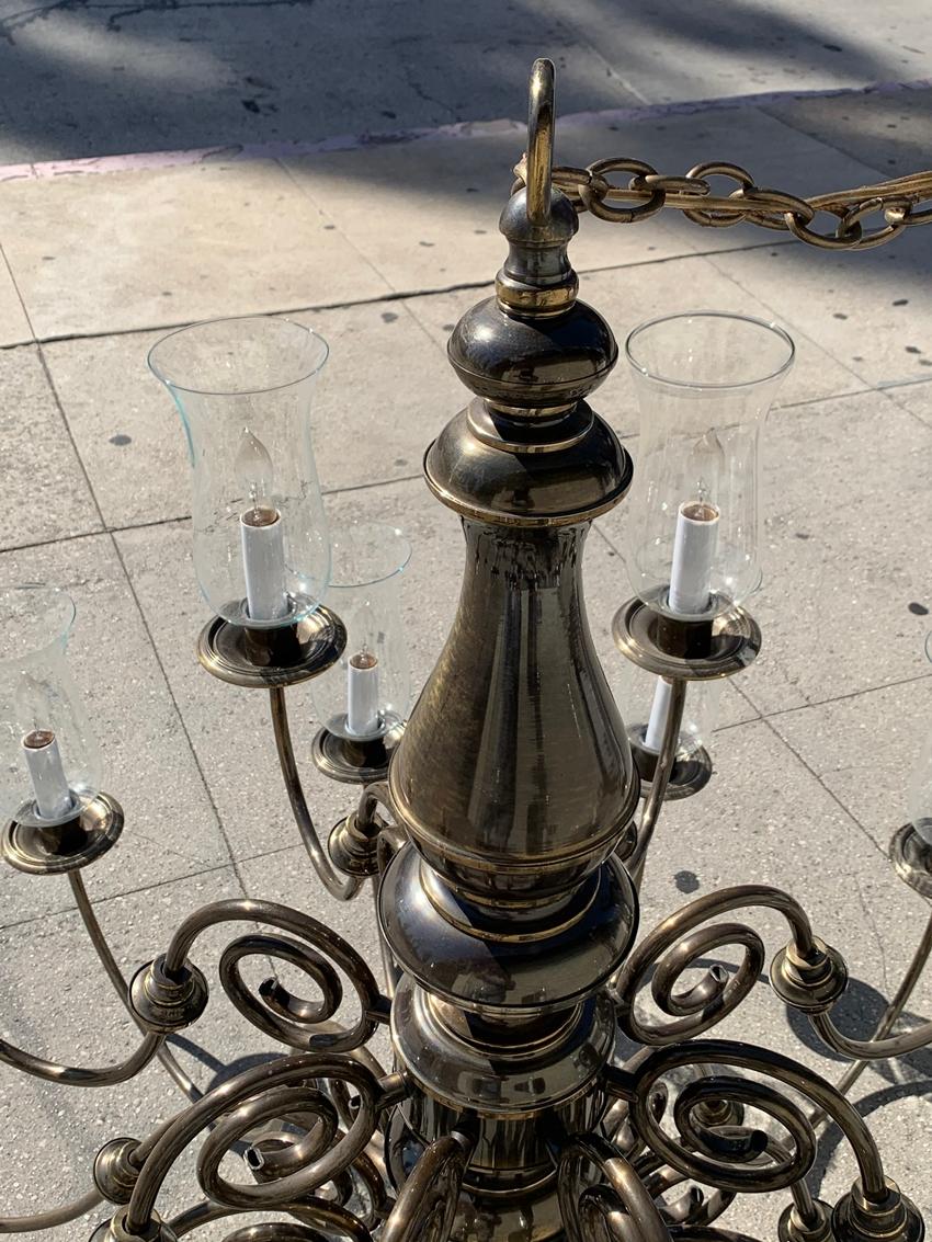 21-Arm Solid Brass Chandelier by Feldman, CA, 1980s 4