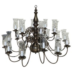 21-Arm Solid Brass Chandelier by Feldman, circa 1980s