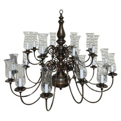 21-Arm Solid Brass Chandelier by Feldman, CA, 1980s