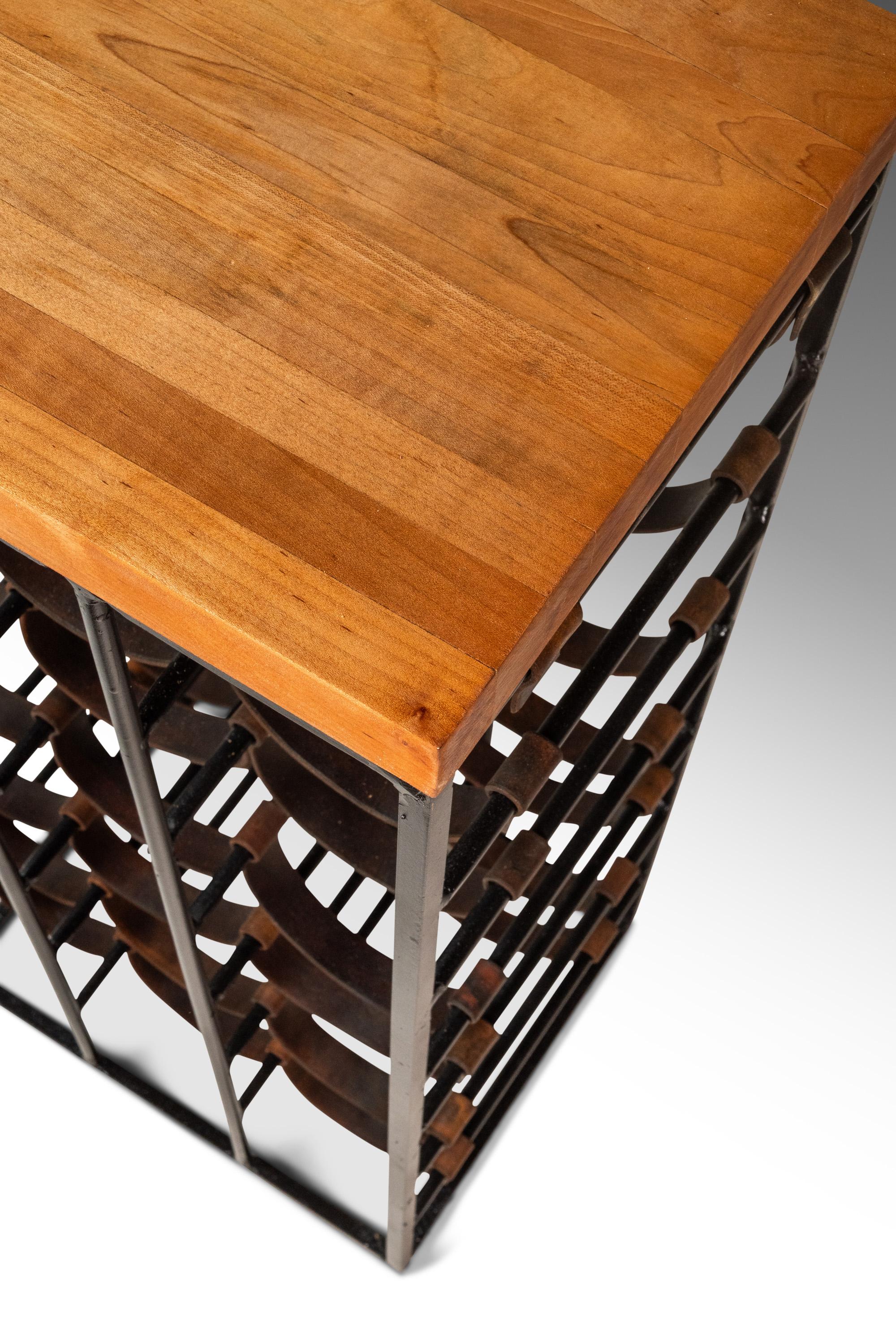 21 Bottle Wine Rack w/ Butcher Block Top by Arthur Umanoff, USA, c. 1960s For Sale 6