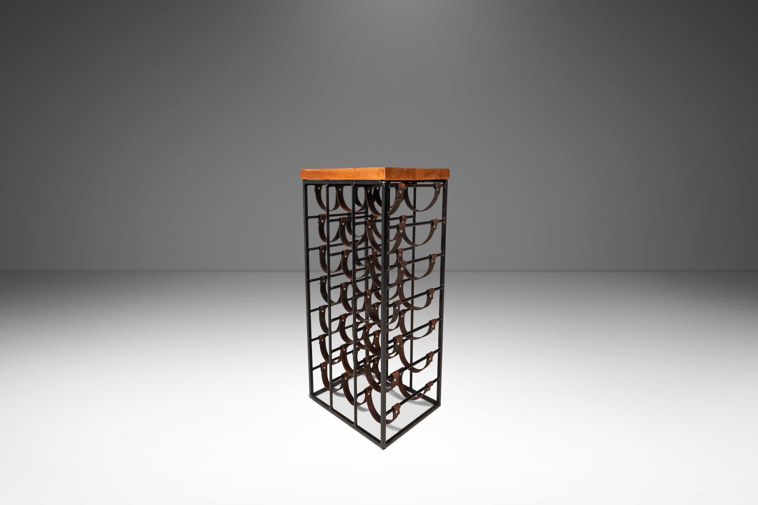 American 21 Bottle Wine Rack w/ Butcher Block Top by Arthur Umanoff, USA, c. 1960s For Sale