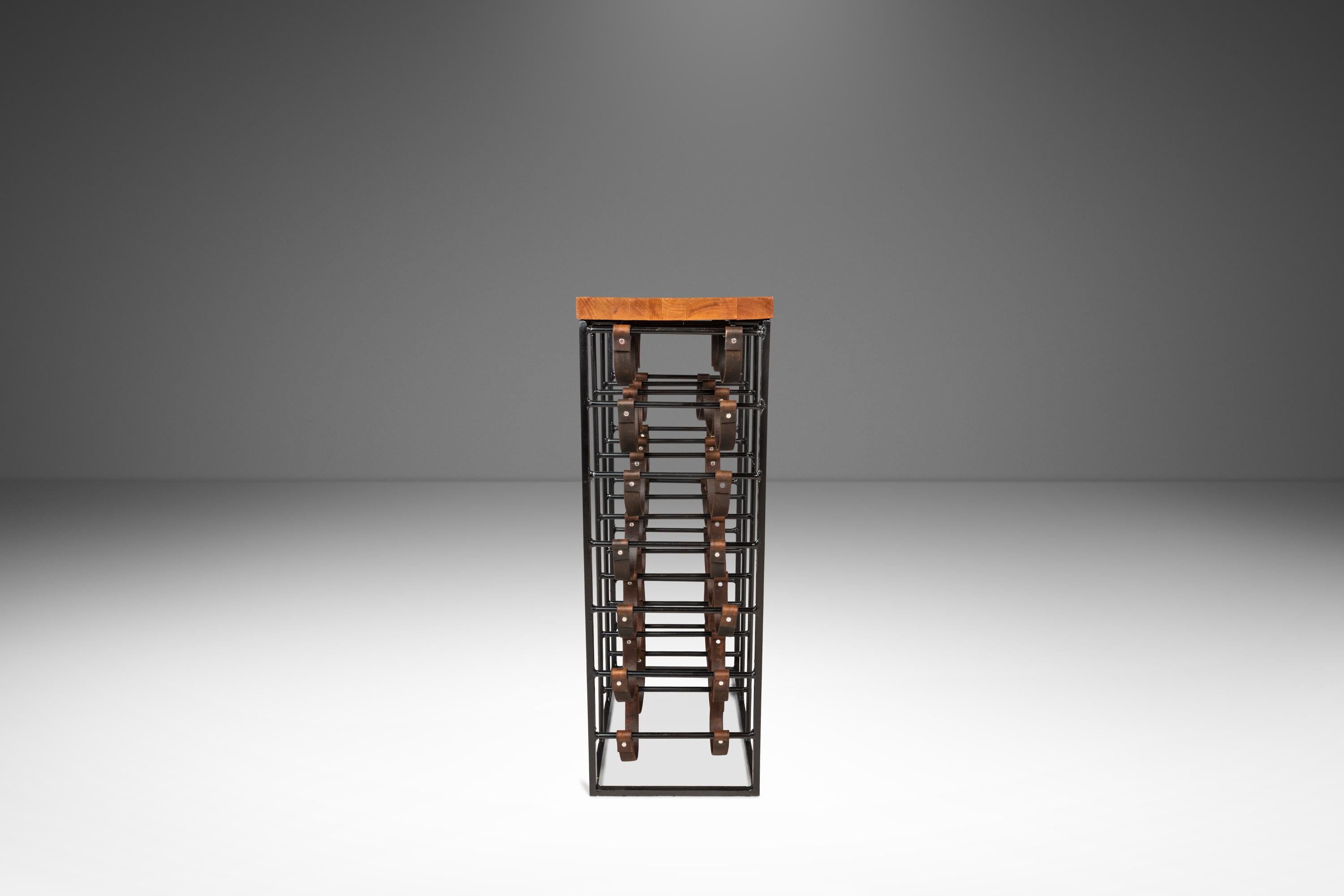 Mid-20th Century 21 Bottle Wine Rack w/ Butcher Block Top by Arthur Umanoff, USA, c. 1960s For Sale