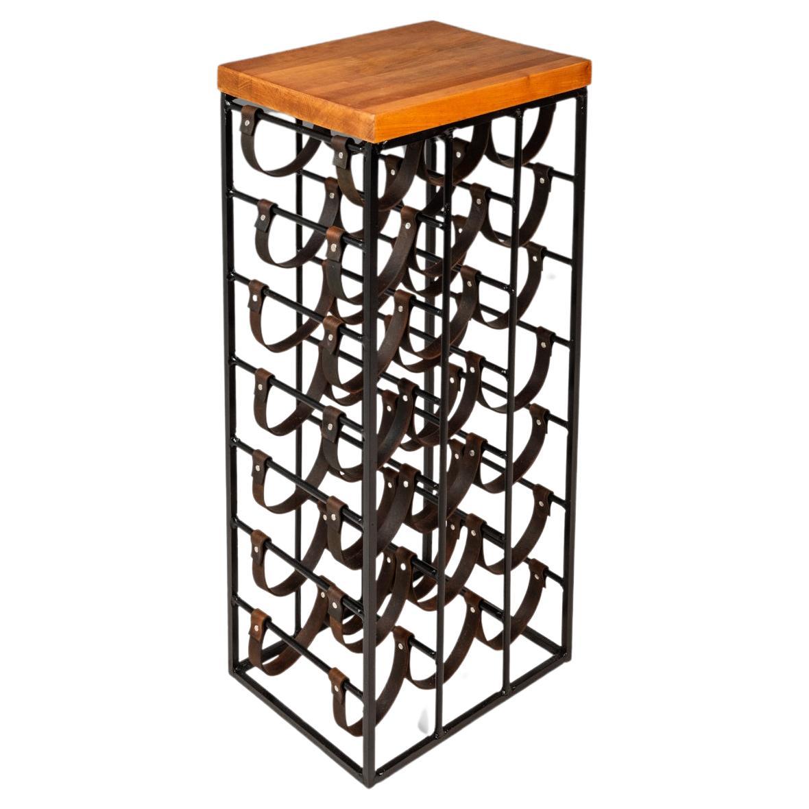 21 Bottle Wine Rack w/ Butcher Block Top by Arthur Umanoff, USA, c. 1960s For Sale