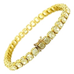 21 Carat Cushion Cut Natural Yellow Diamonds Bracelet 18k