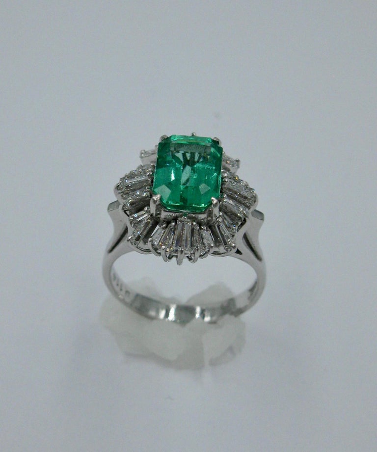 2.1 Carat Emerald Diamond Platinum Cocktail Ring For Sale at 1stDibs