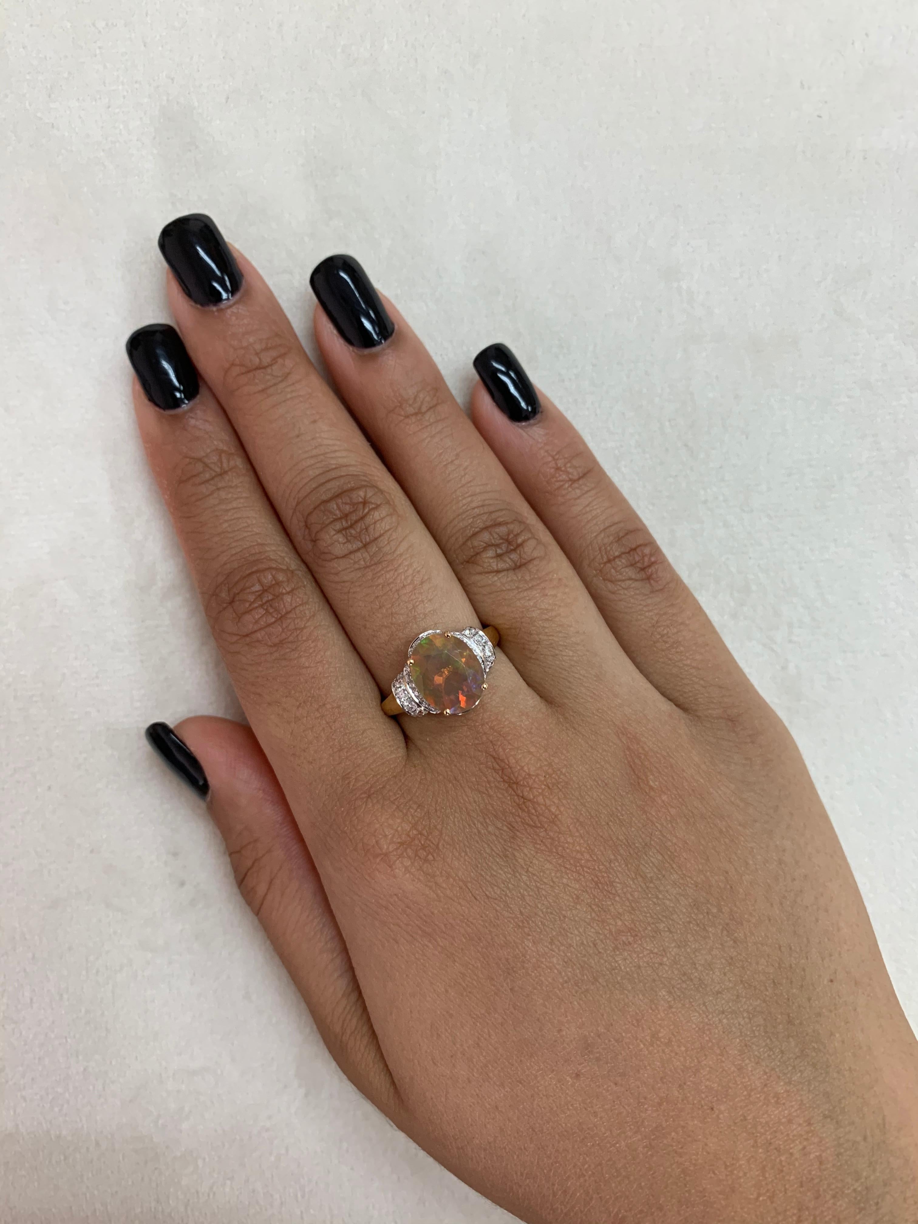 Sunita Nahata uses the most exquisite Ethiopian Opals accented with an dazzling diamonds to accentuate the fire and sparkle within these colorful opals. These gorgeous gemstones are set in yellow gold to strike a true royal feel to these rings.