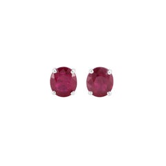 2.1 Carat Mozambique Ruby Stud Earrings in 18k White Gold