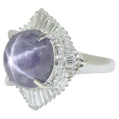 Vintage 21 Carat Purple Star Sapphire and Diamond Ballerina Cocktail Ring Dome Design