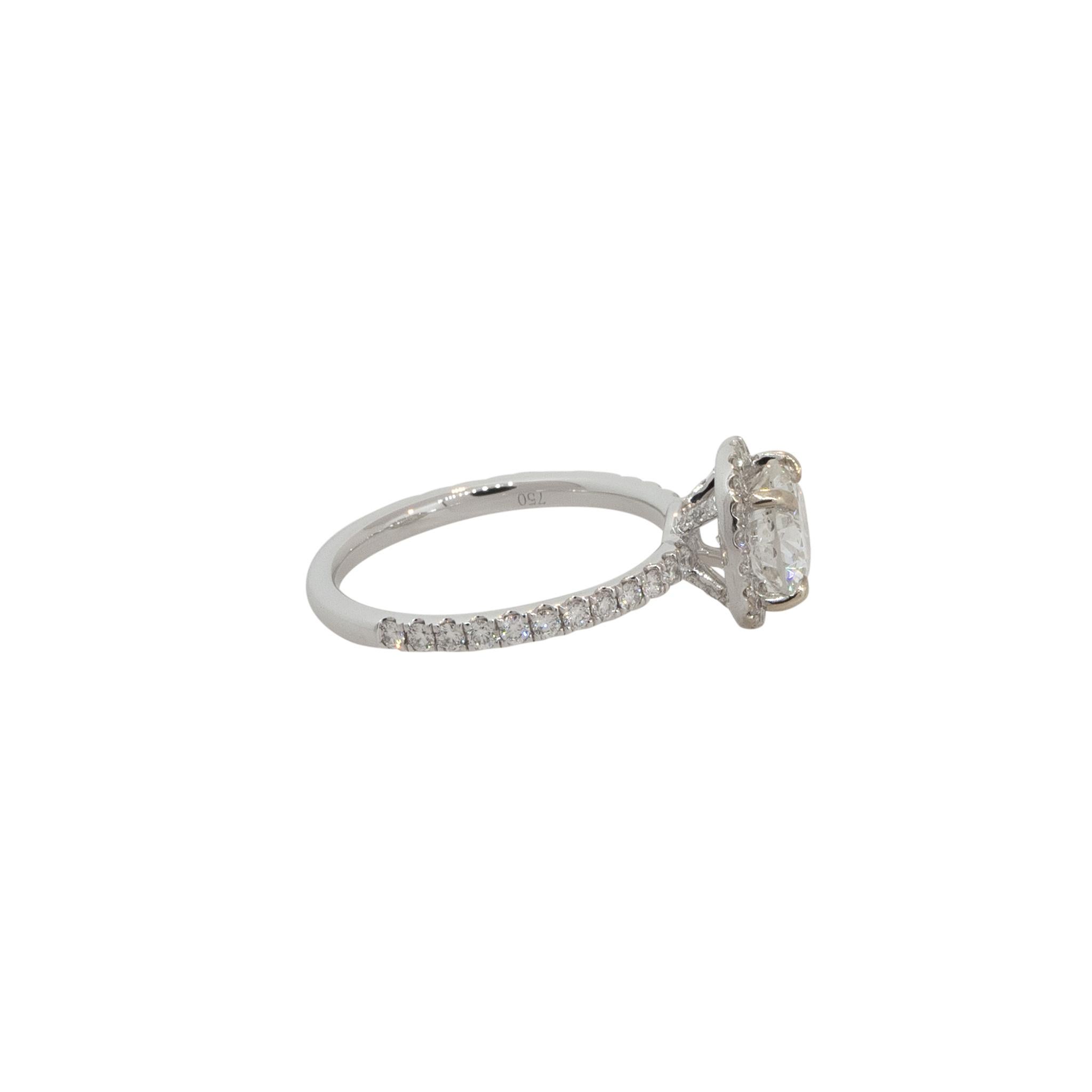 Round Cut 2.56 Carat Round Brilliant Diamond Halo Engagement Ring 18 Karat in Stock For Sale