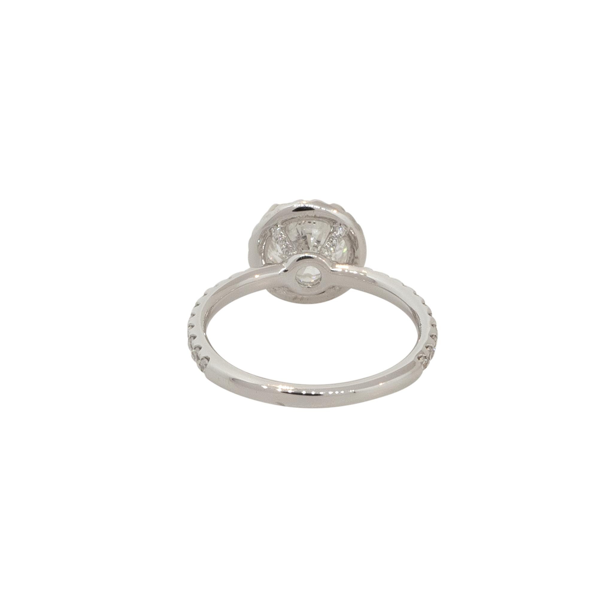2.56 Carat Round Brilliant Diamond Halo Engagement Ring 18 Karat in Stock In Excellent Condition For Sale In Boca Raton, FL