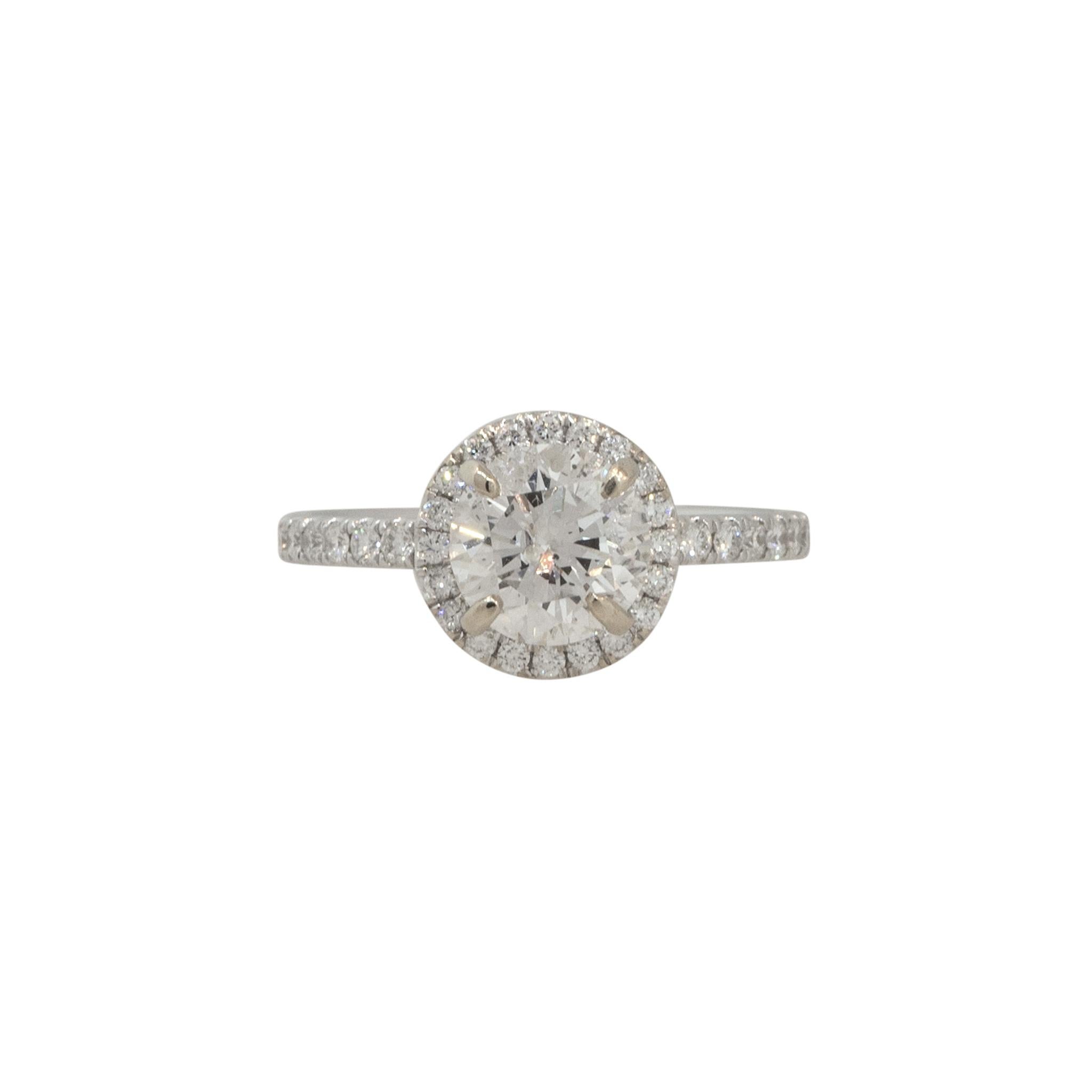 Women's 2.56 Carat Round Brilliant Diamond Halo Engagement Ring 18 Karat in Stock For Sale
