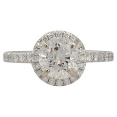 2.56 Carat Round Brilliant Diamond Halo Engagement Ring 18 Karat in Stock