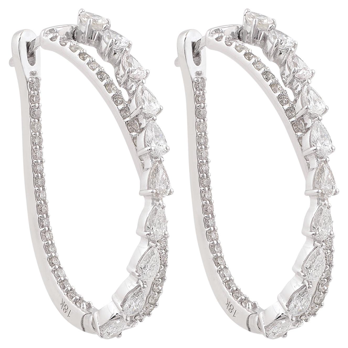 Ohrringe 2.1 Karat SI Reinheit HI Farbe Diamant Creolen 18 Karat Gelbgold Schmuckstücke