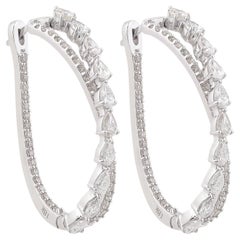 2.1 Carat SI Clarity HI Color Diamond Hoop Earsings 18 Karat Yellow Gold Jewelry