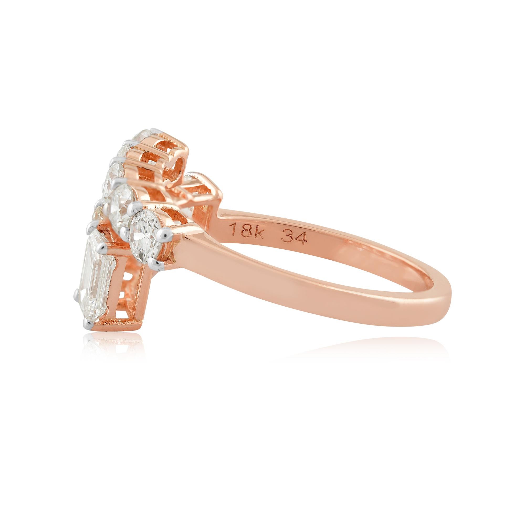 Im Angebot: 2,1 Karat SI Reinheit HI Farbe Smaragdschliff Diamant Bypass Ring 18k Rose Gold () 7