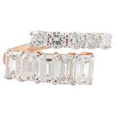 2,1 Carati SI Chiarezza HI Colore Anello Bypass con Diamante Taglio Smeraldo Oro Rosa 18k