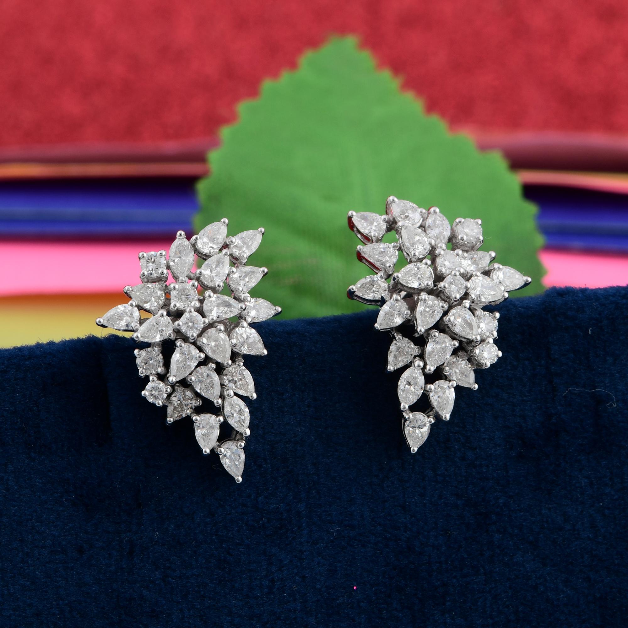 Modern 2.1 Carat SI/HI Pear Round Marquise Diamond Earrings 18 Karat White Gold Jewelry For Sale