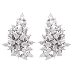 Boucles d'oreilles en or blanc 18 carats avec diamants SI/HI en forme de poire ou de marquise de 2,1 carats.