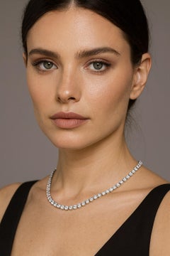 21 Carat Tennis Graduated 18k Diamond Necklace