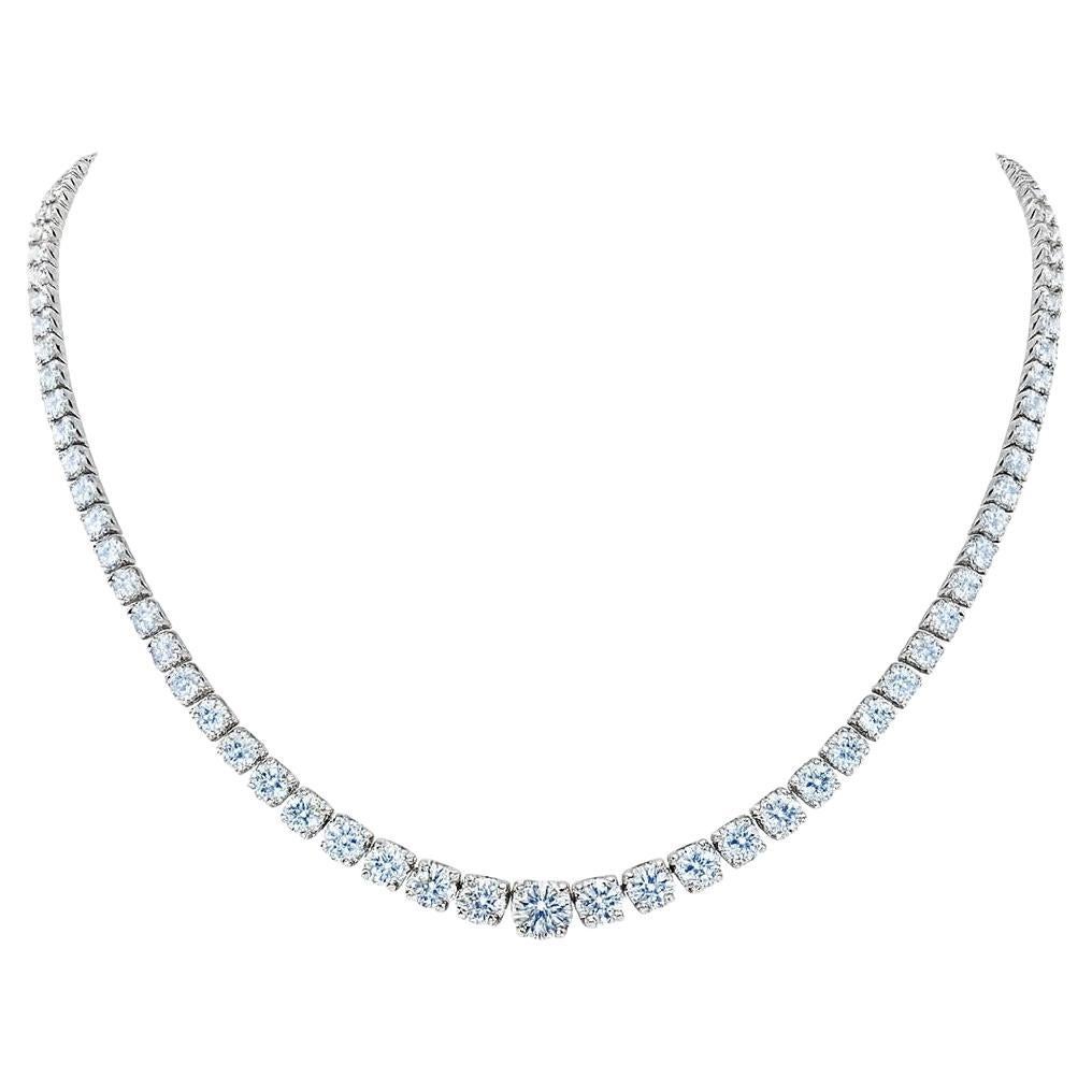 Collier de 21 carats en diamant 18k, gradation tennis en vente