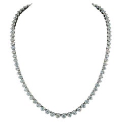 21 Carat Tennis Necklace in with 3-Prong Set Round Diamonds