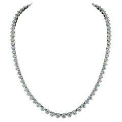 21 Carat Tennis Necklace in with 3-Prong Set Round Diamonds