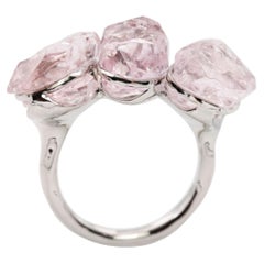 Bague en platine avec morganites brutes de 21 carats