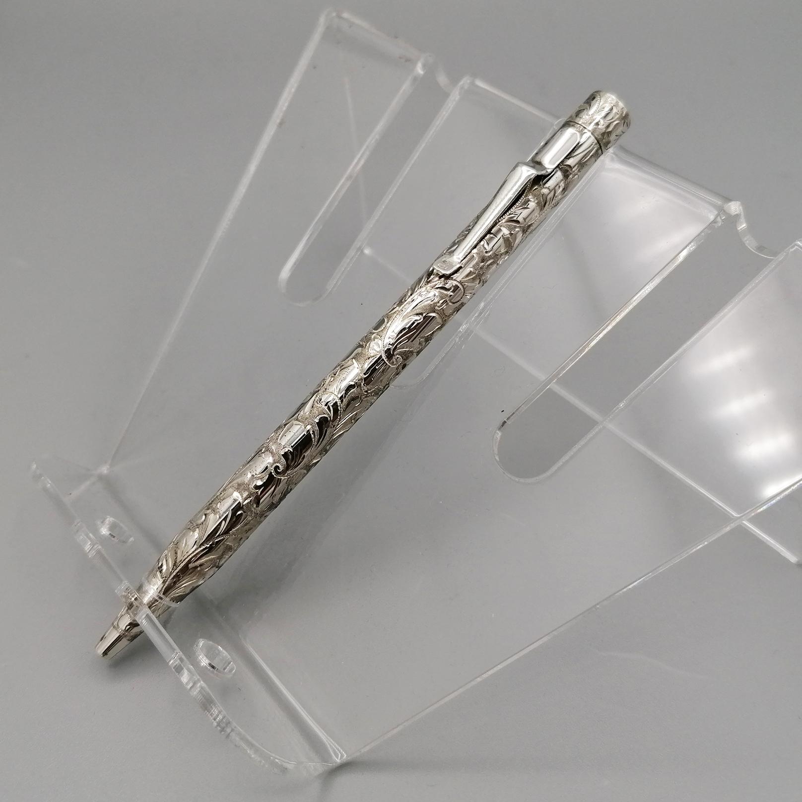 21° Century Italian Sterling Silver Ballpoint Pen In New Condition For Sale In VALENZA, IT